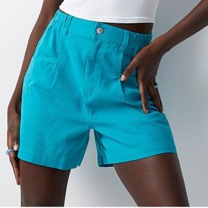 Teal blue 100% organic cotton square pockets denim shorts NWT